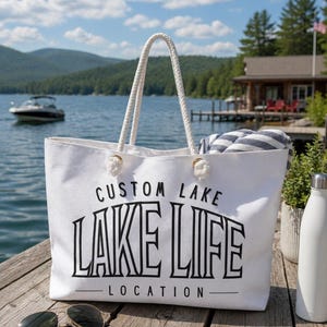 Bolso de fin de semana personalizado para la vida en el lago / Bolso de playa, organizador de viaje, accesorio de verano