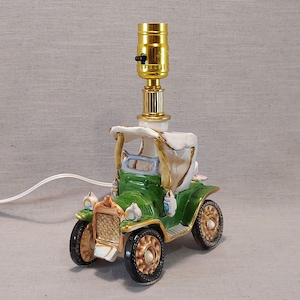 Vintage Ceramic Old Car Lamp, 10&quot; High, Jalopy
