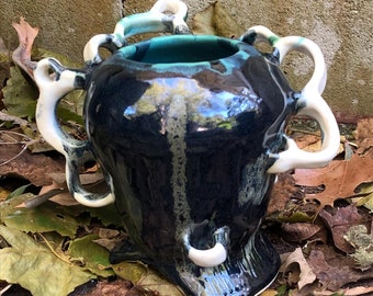 handled vase -  handmade ceramic pottery