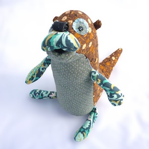Brimley: handmade stuffed Otter upcycled art doll image 5