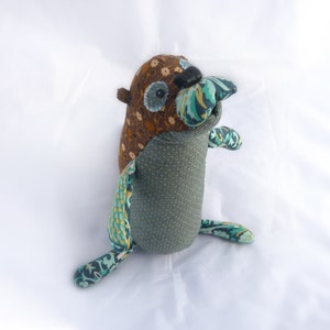 Brimley: handmade stuffed Otter upcycled art doll image 3