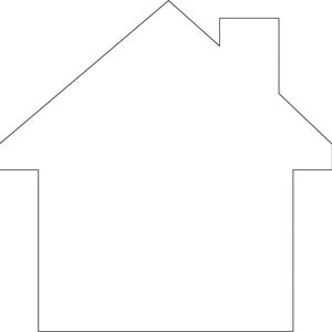 May include: A simple black outline of a house with a chimney.