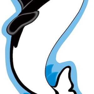 May include: A cartoon illustration of an orca whale with a black and white body, a blue outline, and a blue background with wave-like shapes. The whale has a pink mouth and a blue eye. The text "SE-725 ©2007 CREATIVE SHAPES ETC." is at the bottom.