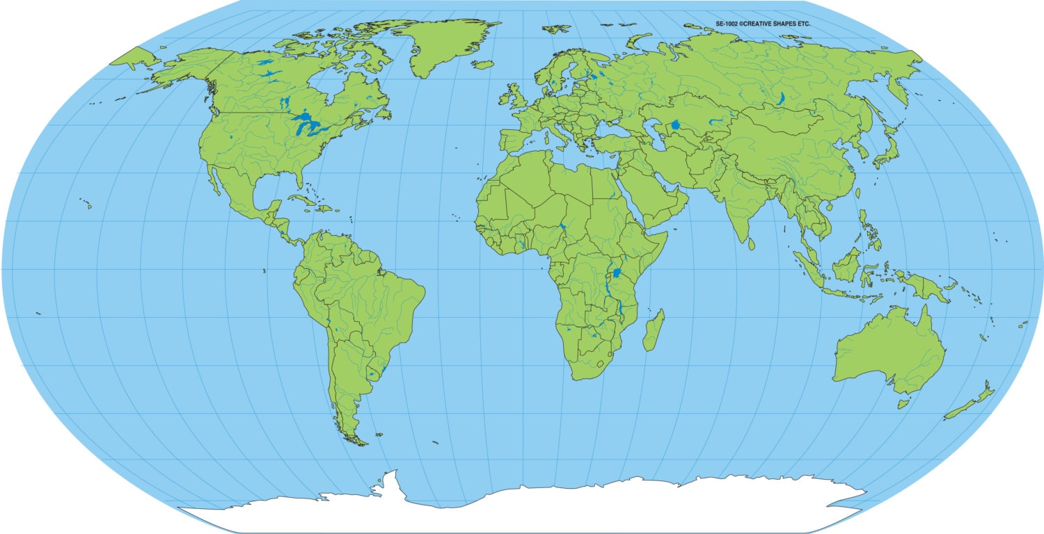 Unlabeled World Practice Map - Etsy