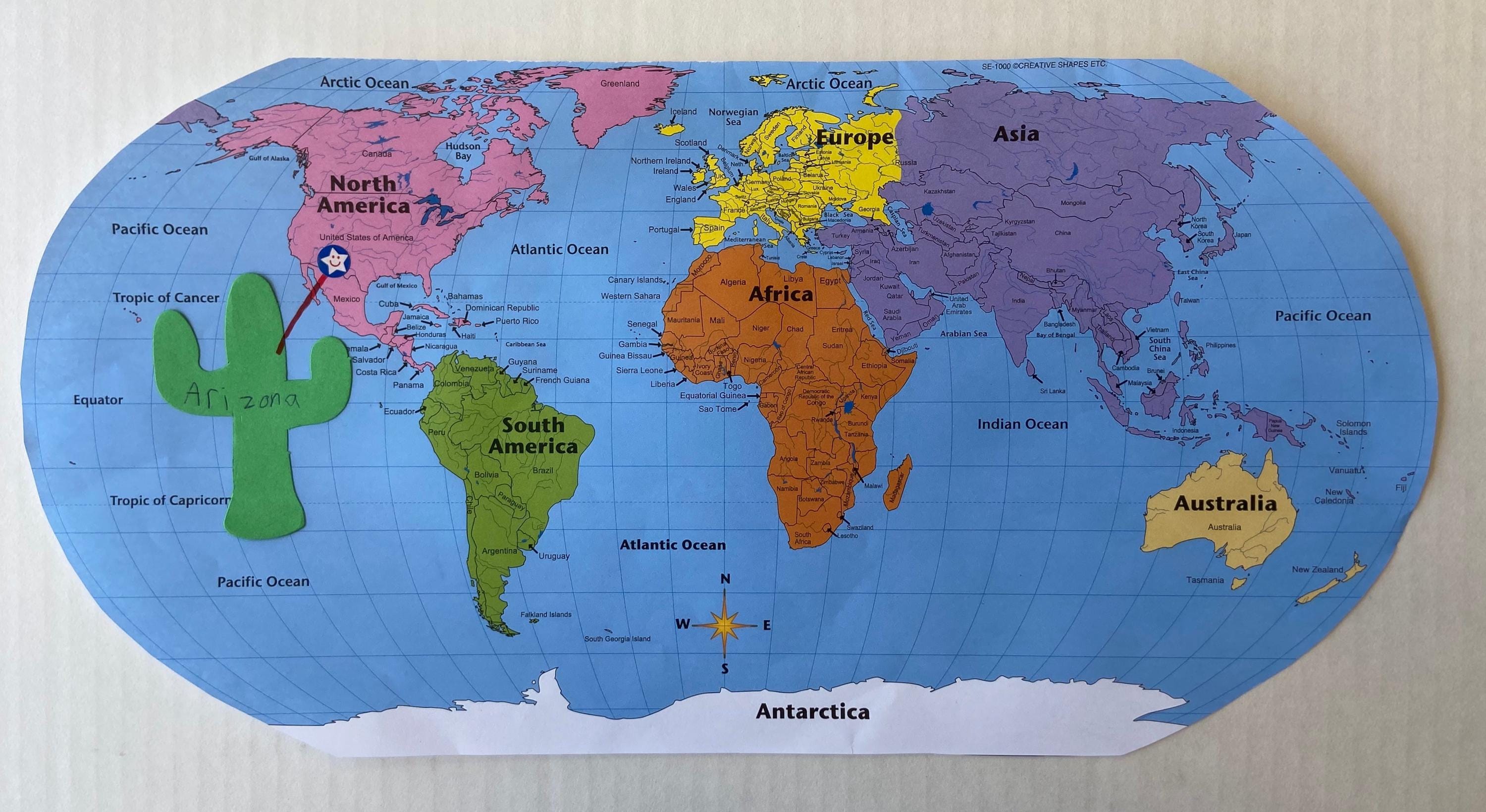 Labeled World Practice Map - Etsy 日本