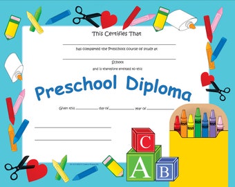 Recognition Certificates - Preschool Diploma