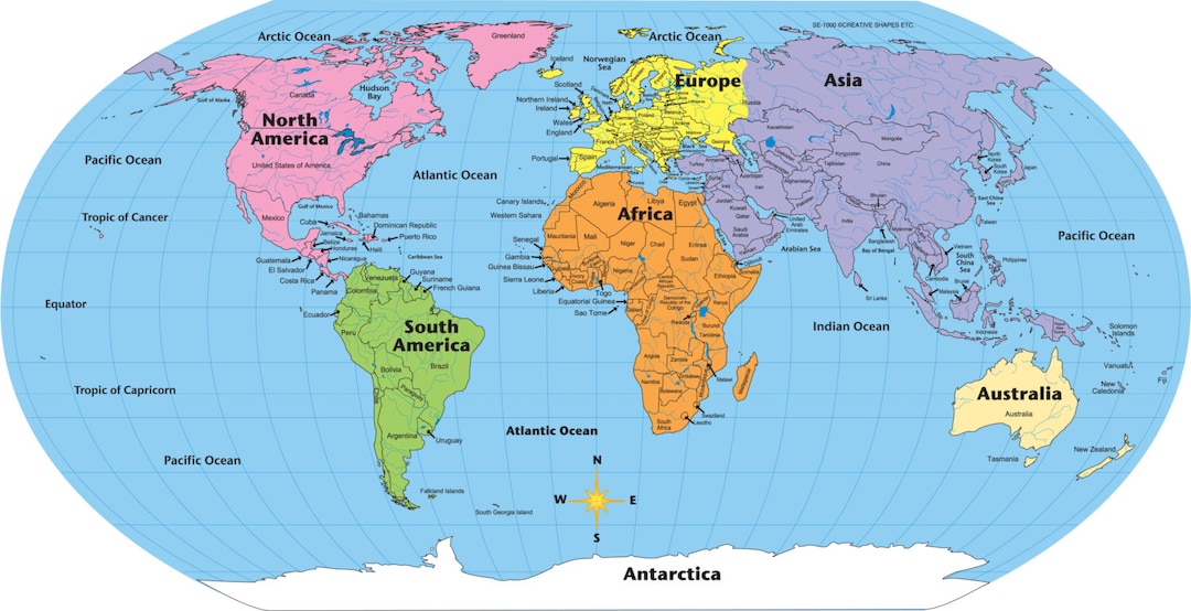 Labeled World Practice Map 