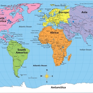 Labeled World Practice Map image 1