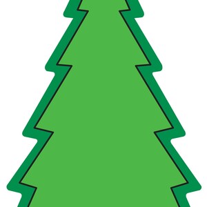 May include: A green Christmas tree-shaped cutout with a dark green outline. The tree has a brown trunk at the bottom. The text "SE-107 ©1998." and "2003 CREATIVE SHAPES ETC." are printed at the bottom.