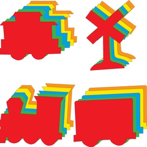 Train Assorted Color Cut-Out Set