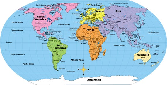 World map with study abroad locations