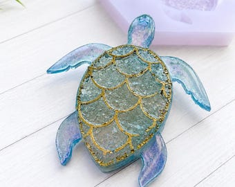 Druzy Sea Turtle Silicone Mold – Scallop Shell Resin Craft Mold