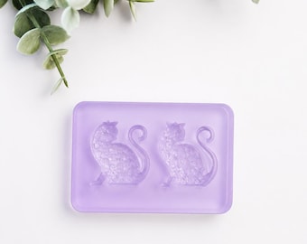 2 Slot Cat Druzy Silicone Mold | Resin Jewelry Casting Cabochon