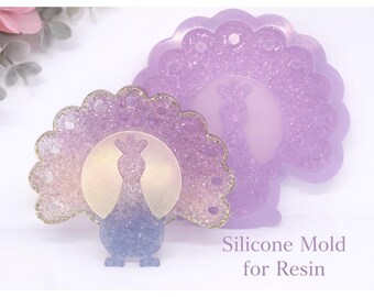 Peacock Druzy Sun Catcher Mold for Resin | Silicone Crystal Texture Mold