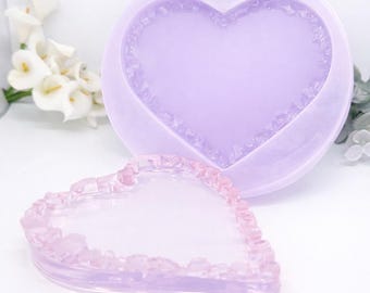 Druzy Edged Heart Tray Silicone Mold | Resin Jewelry, Trinkets, Crafts (3.9" Wide)