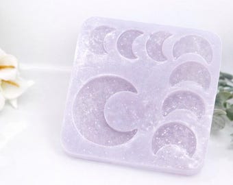 Glittery Geode Moon silicone mold-8 cavity mold