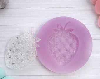 Druzy Strawberry Silicone Mold | Kawaii Fruit Resin Earring Charm Making