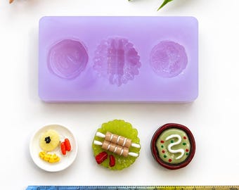 Miniature Food Trio Silicone Mold | Dollhouse Dessert, Resin Shaker Charm, Fake Food Casting