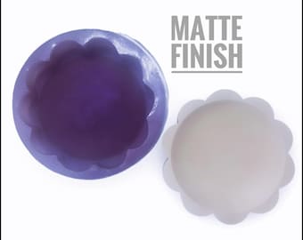 Matte Finish Scalloped Round Silicone Mold | Flower Edge Resin Tray, Coaster Crafting