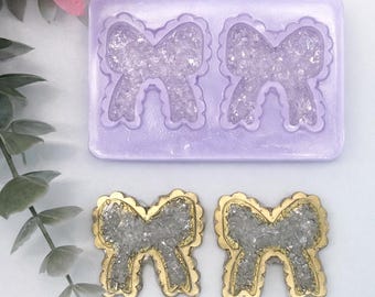 Druzy Bow Silicone Mold | 2 Cavity Resin Epoxy UV Keychain Jewelry Crafting