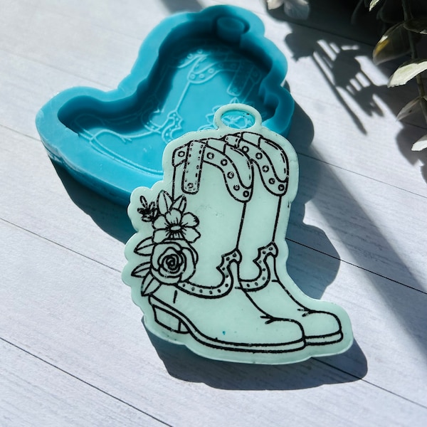 Floral cowboy boots silicone mold