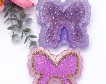 Layered Druzy Bow Silicone Mold | Scalloped Edge Resin Crafting 3.25” Wide