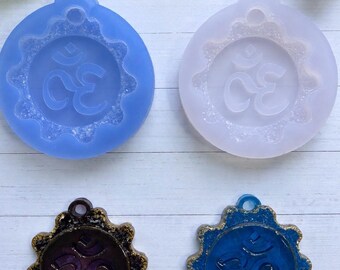OM Druzy Pendant Silicone Mold – Spiritual Resin Mold for Keychains, Jewelry & Decor