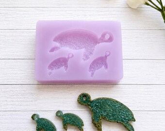 Sea Turtle Druzy Family Silicone Mold – 3 Cavity Resin Mold