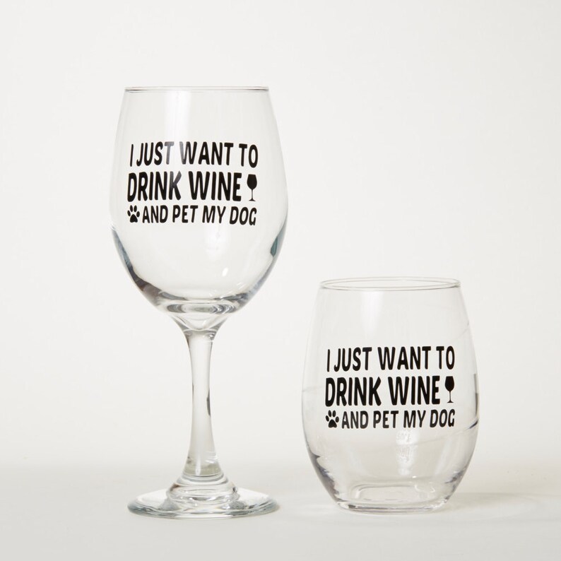 Dog themed wine glass Etsy