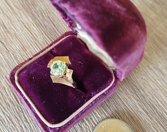 Anillo vintage de oro amarillo de 10k con piedra azul + caja original, joyería para mujer