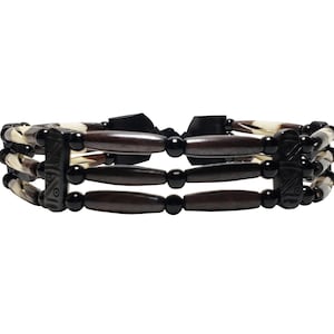 Handmade Traditional 3 Row Carved Buffalo Bone Hairpipe Tribal Choker Necklace