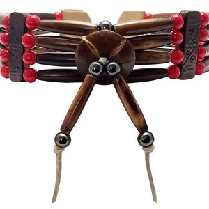 Handmade Traditional 4 Row Brown Buffalo Bone Hairpipe Beads Tribal Choker Necklace