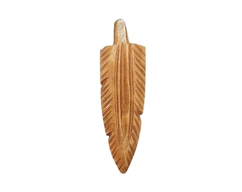 Hand Carved Antiqued Buffalo Bone Feather Pendant