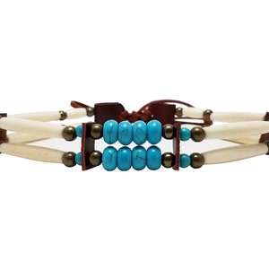 Traditional 2 Strand White Buffalo Bone Hairpipe Beads Tribal Choker Necklace
