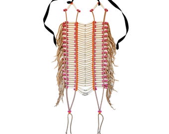 Traditional Large Buffalo Bone Hairpipe Beads Tribal Breastplate