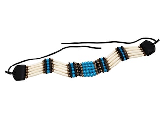 5 Row Buffalo Bone Hairpipe Beads Tribal Choker Necklace