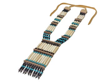 Women's Traditional Buffalo Bone Hairpipe Beads Tribal Breastplate Necklace