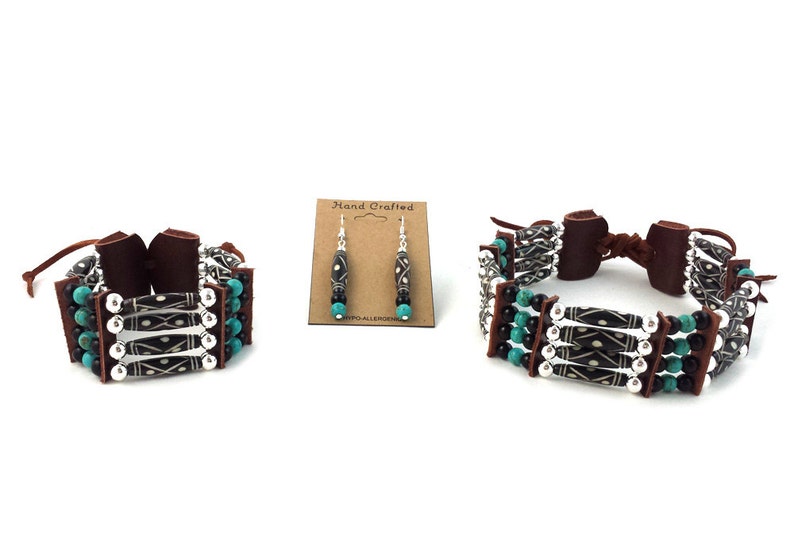 and Earrings Set Handmade Traditional 4 Row Buffalo Bone Hairpipe Tribal Choker Necklace Bracelet