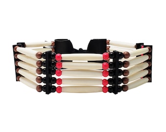 Traditional 5 Row Natural Buffalo Bone Hairpipe Beads Tribal Choker Necklace