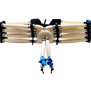 Traditional 4 Row Buffalo Bone Hairpipe Beads Tribal Choker Necklace