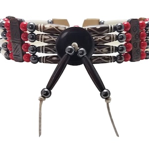 4 Row Buffalo Bone Hairpipe Beads Traditional Tribal Choker Necklace