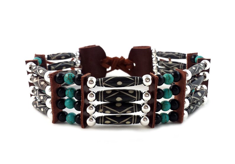 and Earrings Set Handmade Traditional 4 Row Buffalo Bone Hairpipe Tribal Choker Necklace Bracelet