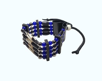 Traditional 4 Row Buffalo Bone Hairpipe Beads Tribal Bracelet