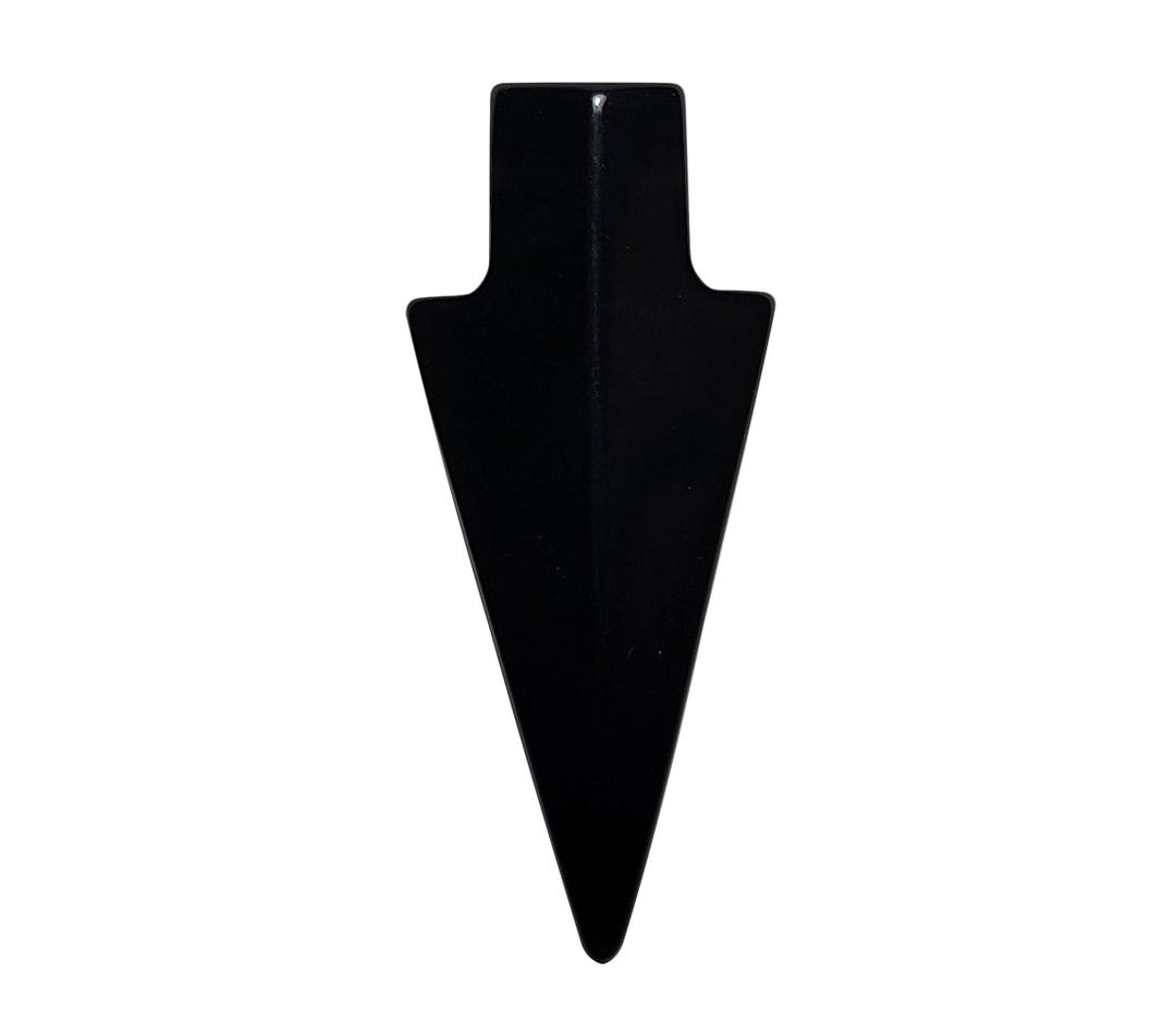 Pendentif Pointe De Flèche En Onyx Noir Et Vert - 4,4 Cm, Veines De Dragon - Neuf Parfait état