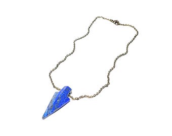 Lapis Lazuli Gemstone Arrowhead Chain Necklace