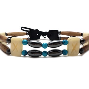 Traditional 2 Strand Antiqued Buffalo Bone Hairpipe Beads Tribal Choker Necklace