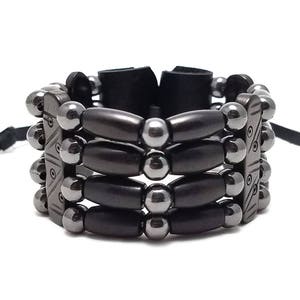 Handmade Traditional 4 Row Black Buffalo Bone Hairpipe Beads Tribal Bracelet