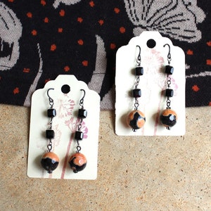 Black and Orange Dangle Earrings