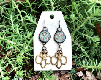 Vintage Brownie Pin Earrings - Sage