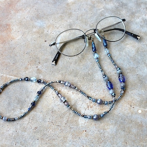 Crystal Eye Glass Chain in Blues